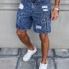product-fancy-bd00db3c-c379-4b88-9a81-27a977ea94fd Men'S Streetwear Denim Mid-Length Shorts - Washed Blue with Distressed Rips, Star & Anchor Embroidery, Loose Fit, Casual Summer Denim Shorts for Casual Attire, Everyday Denim Shorts | Streetwear Fashion | Detailed Embroidery, Denim Shorts