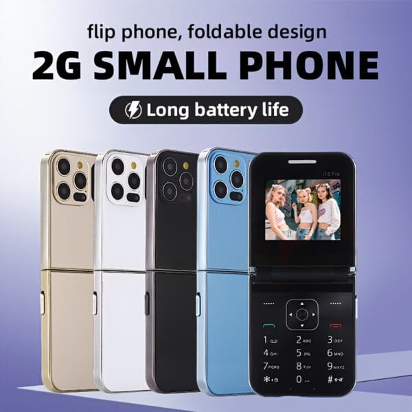 product-fancy-c00abcbf-696c-47cc-ab76-77b4ac281352 The new 2G foldable mobile phone features dual SIM dual standby for calls and text messages, 8-language switching, flashlight function, TF card insertion, portability, and is suitable for travel, school, and as a backup phone
