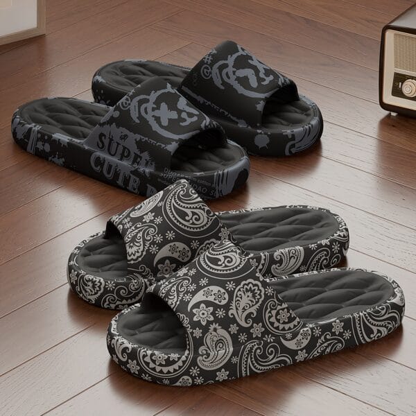 product-fancy-c0bda788-dec5-4ab6-a720-bd53437a38a9 Men'S Large Size Indoor Random Print Casual Slippers, Non-Slip Shower Slip-On Open-Toe Slippers for Outdoor Beach Wear, Couple Slippers