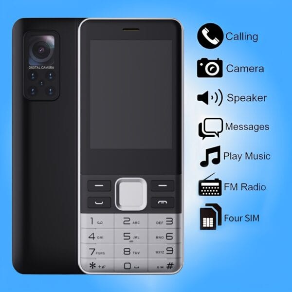 product-fancy-c4bf6a95-c6da-4d14-9dc9-113a9f0586aa Cutey S5630pro Senior Phone, 2.8 Inch 2G Classic Cell Phone with FM, MP3, MP4, GPRS Flashlight, 64Mb+64Mb, 3000mAh, 4 SIM, 80000 Pixels, Long Term Standby Button, Blac