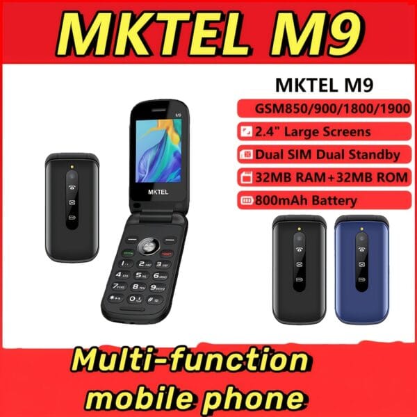 product-fancy-c4f4ca4b-75fe-4498-a767-911e80fb280d MKTEL M9 Function Phone with 2.4-inch Screen, Dual SIM Card, 800mAh Battery, FM Radio/MP3, 0.08MP Camera and Large Keyboard for Seniors, Supports 10 Languages: English | French | Spanish | Portuguese | Russian | Vietnamese | Thai | Indonesian | Hebrew | Filipino