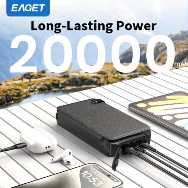 product-fancy-c753b005-1fdd-421d-84b9-78349e9d97c3 EAGET 20000mAh Solar Power Bank with 4 Foldable Solar Panels, 8W High-Efficiency Charging, USB-C & 2 USB Outputs, Portable Lithium-Polymer Battery Charger for Hiking, Camping, Travel - Compatible with Most Smartphones, Hiking Essentials, Sleek Charging, Highefficiency Panels, Multidevice Charging, Outdoor Enthusiasts
