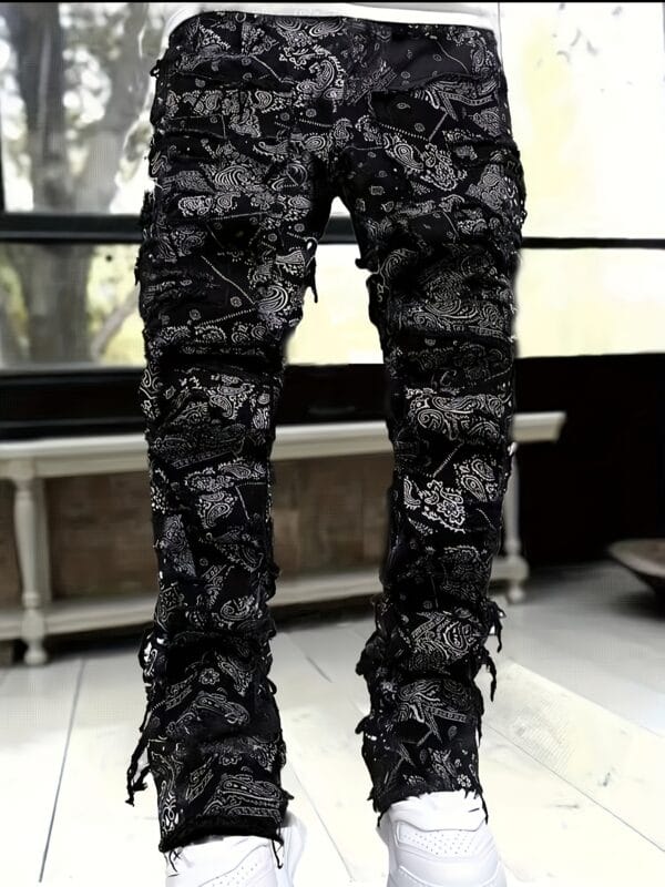 product-fancy-c855c7d8-57bc-4b6c-887a-8911dadbc9eb Men's Elastic Waist Fashion Print Jeans