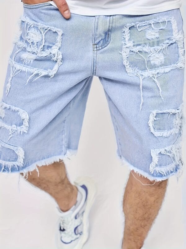 product-fancy-c91665ba-9276-4992-865b-fd2a6676abfc Men's Vintage Distressed Jeans Shorts - Non-Stretch Denim Frayed hole Casual Pants, Machine Washable Everyday & Formal Outfits for Men