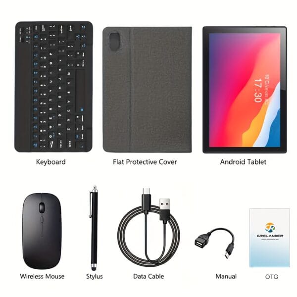 CRELNADER 10.1 Inch Tablet Android 13 Deca Core 6GB(3GB+ 3GB expand)+128GB Rom 2.4G/5G WiFi 5000mAh 1280x800 HD Touch Screen 5MP+13MP DUAL Camera 4G LTE with Case, Mouse, Stylus, Keyboard, 2in 1 Tablet PC