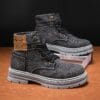 Men's Vintage American-Style Chunky Sole Western Work Boots for Fall/Winter 2025 - Distressed Design