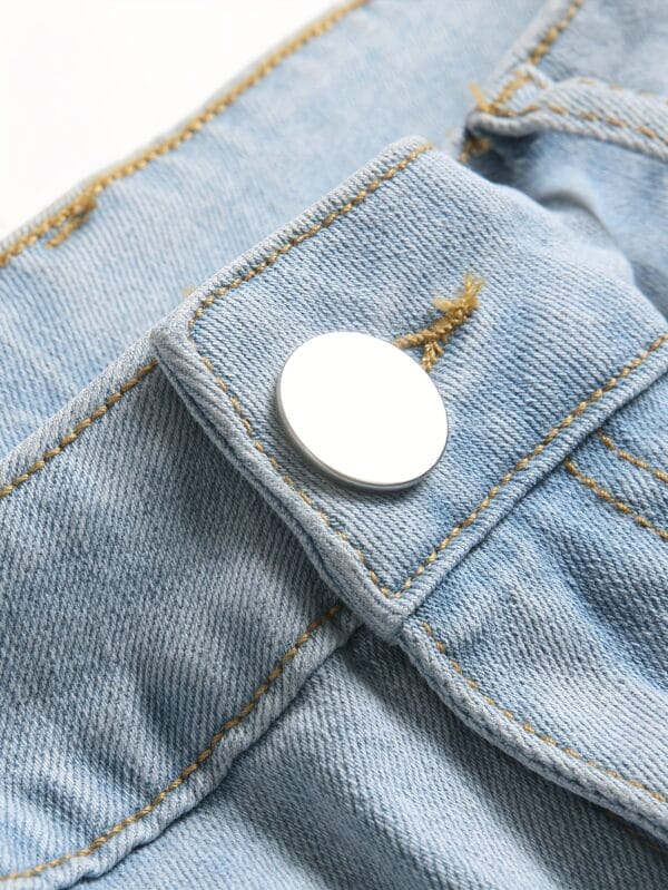 Men'S Fashionable Denim Bermuda Shorts - Mid-Rise, Stretch Blend, Slim Fit with Pockets & Distressed Detailing, Light Blue Casual Summer Shorts for Casual Attire