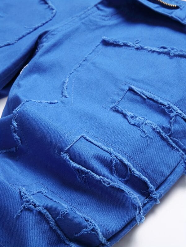 product-fancy-ce42d6e4-d877-4f24-b1b2-e9a99b82ab10 Men's Solid Loose Fit Stacked Frayed Jeans, Chic Street Design Stylish Male Bottoms For All Seasons