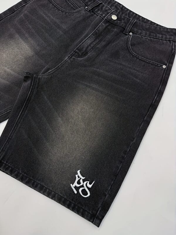 Pepe Studio Men's Vintage Streetwear Mid-Length Denim Shorts - Loose Fit Letter Print Casual Summer Shorts, Hand Wash Only