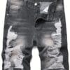 Men's Distressed Denim Shorts - Summer Casual Streetwear with Frayed Hem & Ripped Details, Mid-Rise Regular Fit, Machine Washable Non-Stretch Fabric, Functional Pockets for Casual Attire, Shorts Jeans