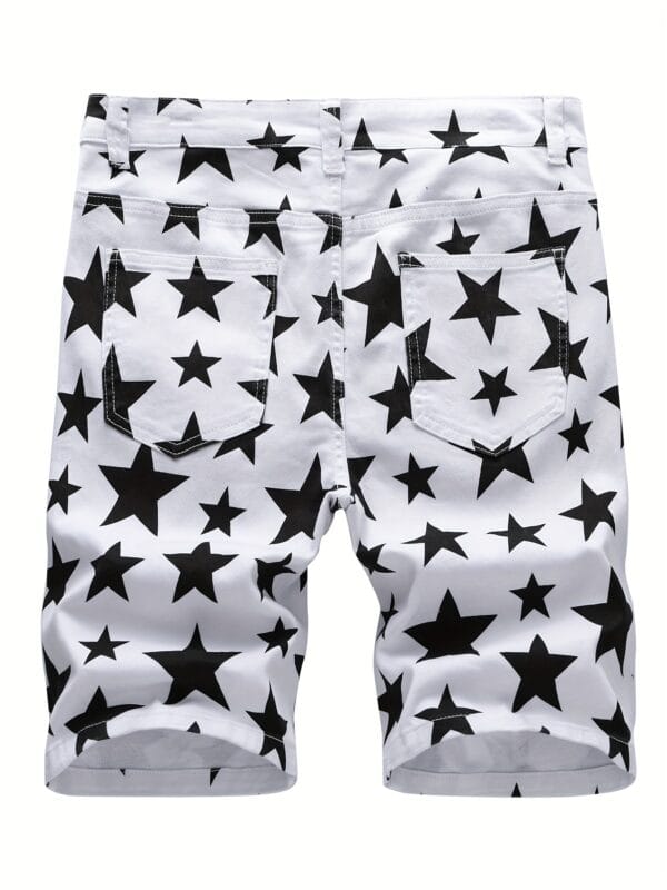 product-fancy-d0495de0-3c90-412f-8973-1845627af3c1 Men's Chic Stars Graphic Print Slim Fit Jorts, Street Style Summer Bottoms For Men