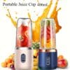 Portable Juicer 2-in-1 Multifunctional Rechargeble Battery | Compact Food Grade Polypropylene Cup for Personal and Family Fruit Squeezing, Easy to Carry Outdoors Durabl Plastic Material with 6 Blades & USB Charger - Suitable for Making Smoothies Shakes Iced Drinks Valentine's Day Thanksgiving Christmas Mother’S DAY Gift
