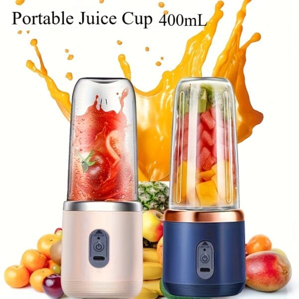 Portable Juicer 2-in-1 Multifunctional Rechargeble Battery | Compact Food Grade Polypropylene Cup for Personal and Family Fruit Squeezing, Easy to Carry Outdoors Durabl Plastic Material with 6 Blades & USB Charger - Suitable for Making Smoothies Shakes Iced Drinks Valentine's Day Thanksgiving Christmas Mother’S DAY Gift