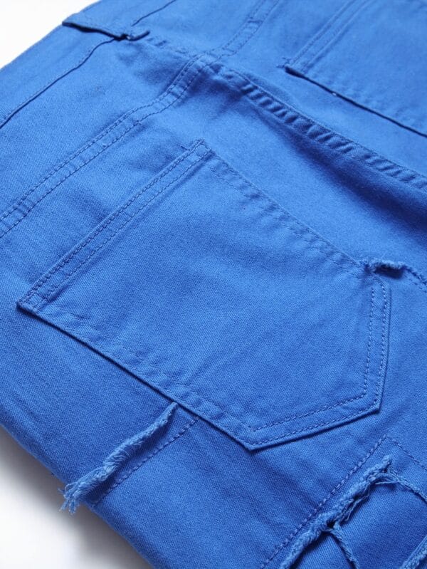 product-fancy-d16fbe95-9273-4a69-bc68-6f4660658e94 Men's Solid Loose Fit Stacked Frayed Jeans, Chic Street Design Stylish Male Bottoms For All Seasons