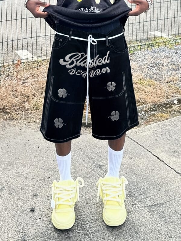 Embroidered Casual Shorts, Letter Embroidery Denim Shorts, y2k Denim Shorts