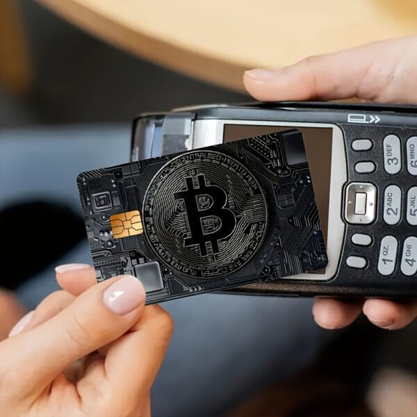 1pc Dark Night Black Bitcoin Credit Card Sticker, Single-Sided Bank Card Skin Protection Decorative Sticker, Suitable for EBT, Transportation, Keys, Credit Cards, Debit Cards, Protect Bank Cards, Etc. - Universal for Four Seasons