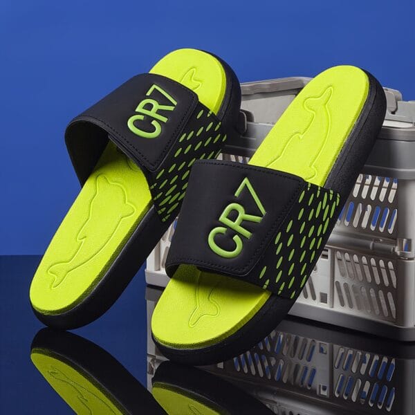 Men's Slip-On Sandals with Adjustable Upper - Quick-Dry Cushioned Footbed, Non-Slip Beach & Gym Slippers - Neon Green Accent - Soft EVA Closed-Toe Shoes for Sports, Pool, Casual Wear - Unisex Design, Sports Footwear, Sporty Slipon, Antislip Sole