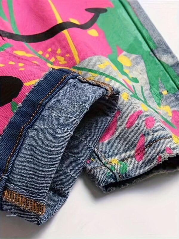 product-fancy-d94bbd91-9901-4b23-9377-456e08a02ed3 Men'S Streetwear Graphic Print Jeans - Stretch Denim with Colorful Graffiti Design, Ripped Knee & Crotch, Straight Leg Fit, All-Season Casual Pants, Streetwear Fashion | Graffiti Print Jeans | Stretch Denim Fabric