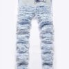Men'S High-Street Hip-Hop Style Washed Distressed Denim Jeans with Frayed Hem & Tassel Details - Straight-Leg, Non-Stretch, All-Season Casual Pants for Teens, Allseason Jeans, Streetwear Fashion, Vintage Washed Jeans