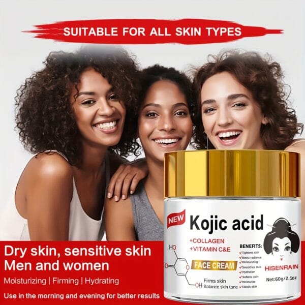 SUYARUN Kojic Acid+Vc Brightening Cream Rich in Retinol+Collagen+Plant Lipids to Lighten & Firm The Face, Evenly Lightens The Complexion, Controls Oil And Water Retention, Suitable for Both Men And Women. Reduce The Look of (Or Appearance Of) Dark Spots, Discoloration.