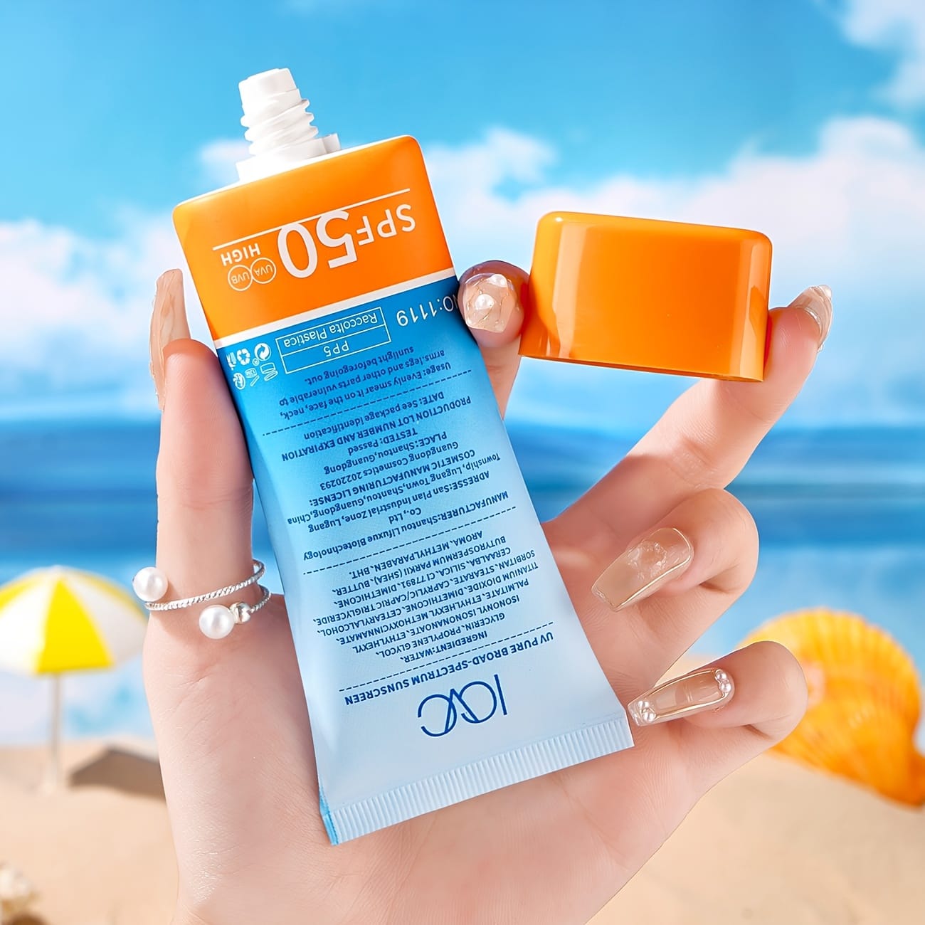 SPF50 Sunscreen Cream, Advanced Protection, Waterproof & Non-Greasy Formula, Lasts Up to 10 Hours, Lightweight & Refreshing, with Niacinamide & Hyaluronic Acid for Enhanced / Defense