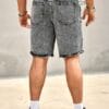 Men's Light Wash Distressed Casual Denim Shorts - Relaxed Straight-Leg Short Length with Frayed Hem & Belt Loops, Machine Washable Summer Shorts with Functional Pocket for Casual Attire (No-Stretch Denim Fabric)