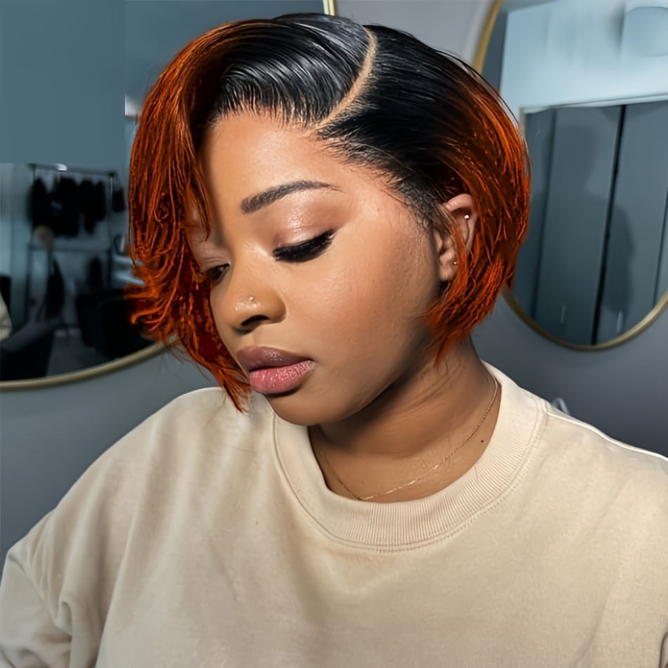 Short Bob Pixie Cut Wigs Human Hair Wig For Women 13x4 Transparent Straight Lace Front Brazilian Hair Wig Glueless 150%