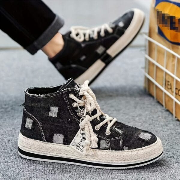 Men's Vintage Retro High Top Skateboard Shoes, Comfy Non Slip Casual Lace Up Canvas Sneakers For Men's Outdoor Activities