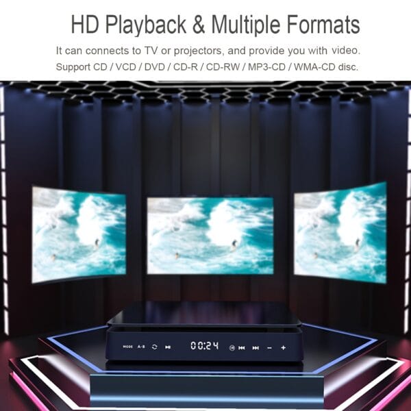 product-fancy-e01deb24-8e0b-420f-afa3-aa03116e8ab6 Compact Size, MEGICOT VCD/DVD Player with Touch Buttons, Remote & AV Ports - Connects to TV, Supports CD, DVD, USB Flash 1080P Video Playback, USB Powered, Compact Size