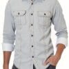 Men'S Slim-Fit Blue Denim Shirt with Double Pockets - Long Sleeve, Button-Up Casual Top for All Seasons, Versatile Fashion, Casual Wear|Slim Fit Shirt|Durable Fabric
