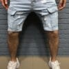 Men'S Fashionable Denim Bermuda Shorts - Mid-Rise, Stretch Blend, Slim Fit with Pockets & Distressed Detailing, Light Blue Casual Summer Shorts for Casual Attire