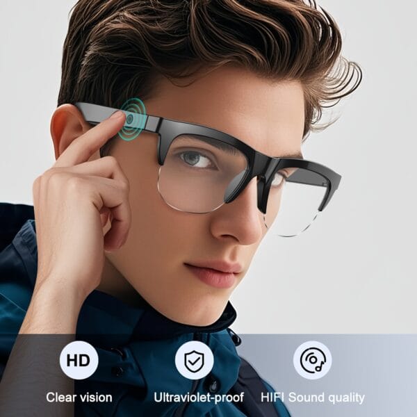 Intelligent Wireless Glasses - Touch Connection, HD Voice Call, HiFi Sound Quality, Remote Photography, Compatible with iPhone/Android, Ideal for Outdoor Activities, Hiking, Fishing, Driving & Beach Travel, Perfect Christmas Gift, Outdoor Activity Gear | Modern Fashion Accessory | Touch Control Feature