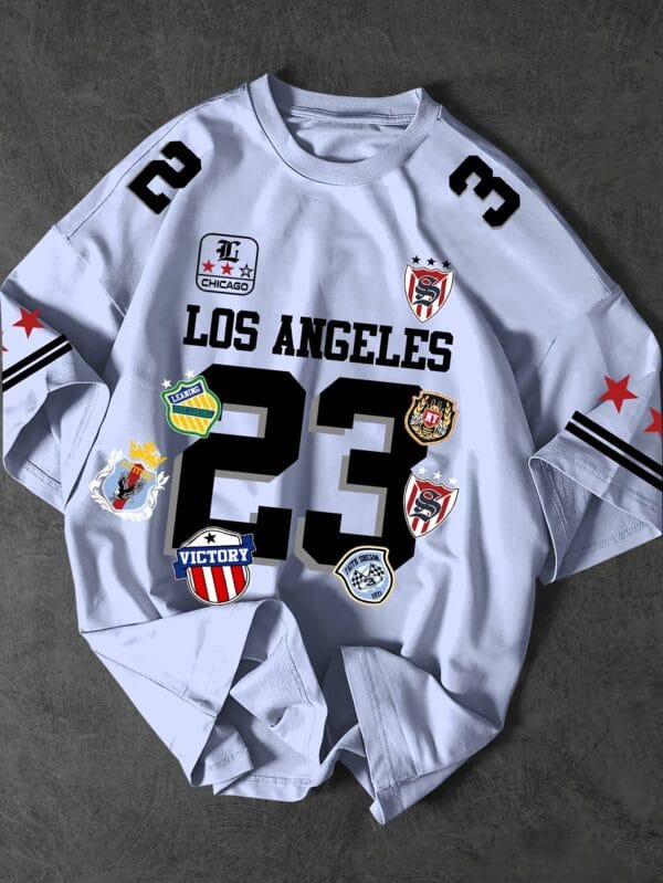 Men's Los Angeles Graphic T-Shirt with Number 23 - Dark Green Streetwear Tee, Quick-Dry Breathable Fabric for Sports, Casual Outfits - Machine Washable Urban Fashion Top, Sports Apparel, Emblem Decorated Shirt, Durable Sportswear