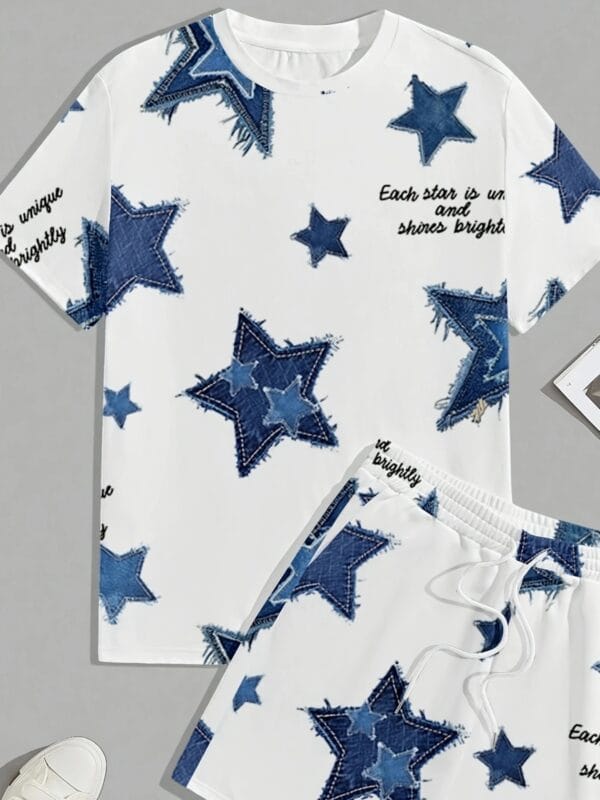 Men's Casual Sport Short-Sleeve T-Shirt + Shorts Set, Comfortable for Outdoor Wear