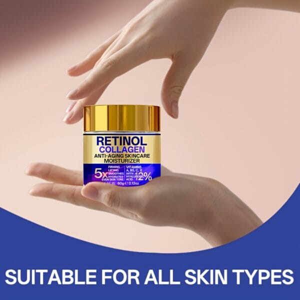 YCB Retinol Collagen Moisturizing Cream 60g/2.12oz - Face Cream with Hyaluronic Acid, Vitamin E, Shea Butter & Caffeine - Firms, Lifts Sagging Light Beige, Improves Elasticity, Even Light Beige, All Light Beige Types, Elegant Packaging, Advanced Skincare Formula
