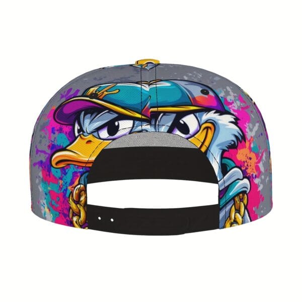Unisex Adjustable Snapback Baseball Cap - Vibrant Graffiti Cartoon Duck Street Art Design, Lightweight 100% Polyester, Machine Washable, Flat Brim Trucker Hat for Men & Women, Perfect Gift for Father's Day, Mother's Day, Beach & Casual Wear