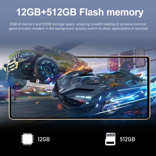 2025 New Unlocked Smartphone with 12GB RAM +512GB ROM, Android 14, 7.3" HD+ Display, Dual SIM, Cellphone with Stylus Pen, 32MP+64MP cameras, Face unlocked, Suitable for Holiday Gifts