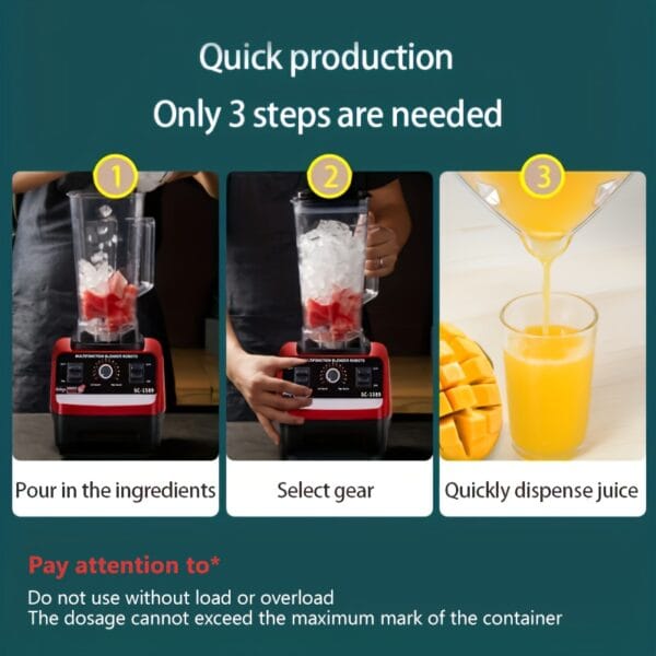 Multi-Functional 12-Speed Manual Juicer Blender with Ice Crusher - Perfect for Home, RV, and Outdoor Use - Ideal for Smoothies, Shakes, and Meal Prep - ABS Material, 110-130V Power Supply, Blender for Kitchen