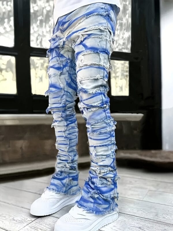 product-fancy-e916b4f0-92da-408f-a239-a56e0c5e5810 Men's Fashion Creative Tassel Painted Street Style Jeans