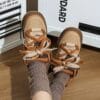 [Home Relaxation] Retro Skate Shoes - Trendy Low-Top Lace-Up Sneakers, Non-Slip Thick Sole, Brown & Black Design with Floral Accents, Casual Streetwear Style for All Seasons