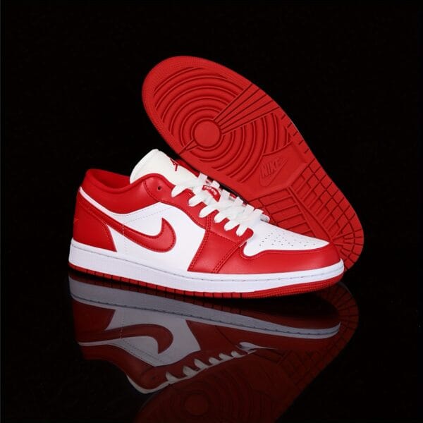 NIKE Jordan Men's Air Jordan 1 Low "Aluminum" Retro Basketball Shoes in Red and White