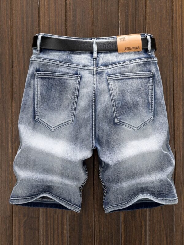 Men's Vintage Streetwear Jeans - Distressed denim with R, Belt Loop Pocket - Skinny Fit (Machine Washable) - Urban Casual Shorts for Concerts, Parties, Casual Attire - Non-See-Through Fabric, Concert Attire, Patchwork Design, Durable Stitching, Fashionforward Men