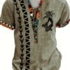 product-fancy-ed51f724-6a69-410a-b764-afb9106eb86f European And American Men'S Summer Khaki Ethnic Style Short-Sleeve Casual Shirt, Versatile for Vacations.