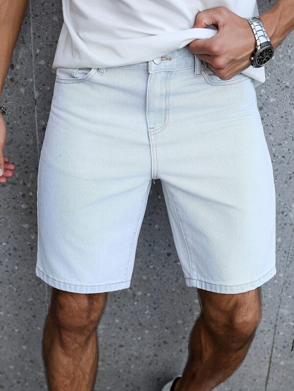 Men's Light Blue Jeans - Non-Stretch Straight-Leg Casual Shorts, Machine Washable Everyday Pants for Office, Outings & Social Events - Classic Denim Shorts for Men, Office Attire, Timeless Design, Quality Stitching, Summer Wardrobe