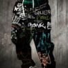 product-fancy-efb15e51-6c59-4704-9ce2-2061df9e8a69 Men's 3D Graffiti Print Casual Polyester Sweatpants with Drawstring and Pockets | Slight Stretch Knit Fabric | All Over Print Regular Fit Joggers