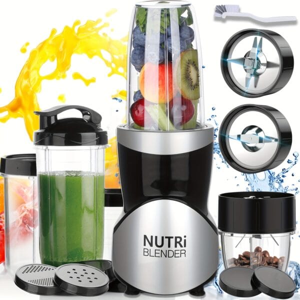 Juice Cup 12pcs Set, 350 Watts, Includes 1 Base, 2 Cutter Heads, 4 Cups of Different Sizes, 2 Cups Rings, 1 Tumbler Lid And Two Regular Cup Lids; Bpa-Free, Press Technology Operation, Suitable for Grinding, Mixing, Juice, Milkshake Making And Ice