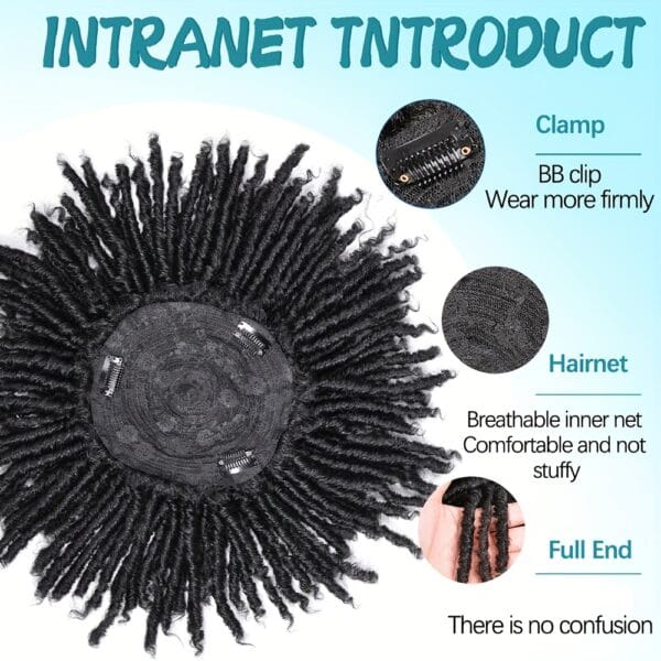 Short Crochet Wigs Synthetic Clips in Hair Toupee Extensions Afro Synthetic Braided Half Wig Dreadlock Hairpieces for Men Women Boy Male Father'S Day