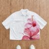 Men's Summer Shirt - Loose Fit Button-Up Casual Shirt with Floral Hibiscus Print, Non-Transparent Fabric for Beach Vacation, Office & Casual Attire - Machine Washable Lightweight Formal & Everyday Attire, Shirts for Summer, Vacation Clothing, Contrast Color Design, Durable Material, Vacation Wardrobe