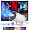 High-Definition Projector with Android 11 Operating System, Dual-Band WiFi, Native 720P/4K Decoding, High Brightness Display, Compact and Portable Design, Full Device Compatibility for Camping Movies, Office Presentations, Gaming, and Home Theater