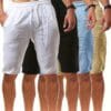 product-fancy-f84bb286-2931-4217-bd56-95237cf73e1d 4pcs Men'S Casual Summer Shorts - Loose Fit, Mid-Rise with Drawstring, Solid Color (White, Black, Light Blue, Beige) for Beach & Outdoor Activities, Beach Shorts, Relaxed Style, Nonstretch Fabric
